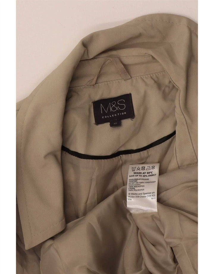 Marks & Spencer Womens Short Trench Coat UK 12 Medium  Beige Polyester