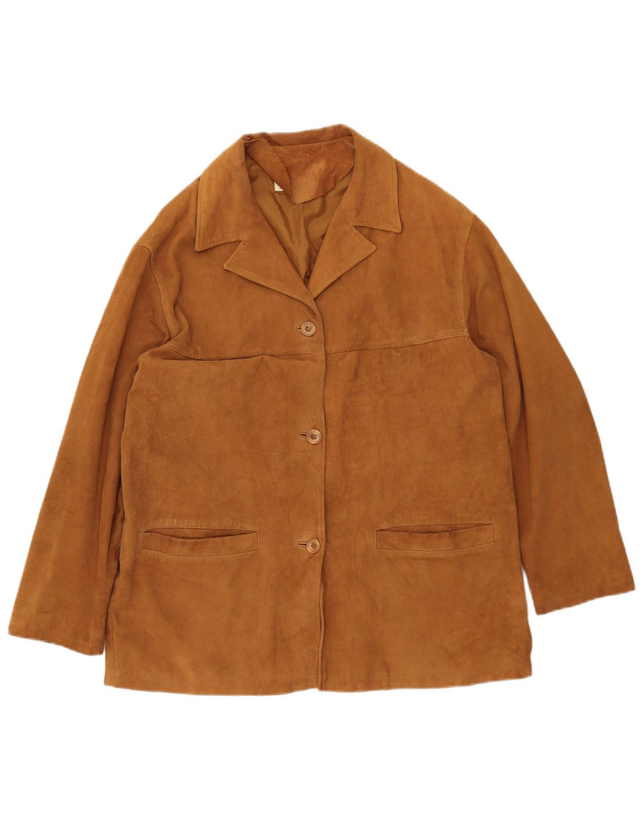 MASTERPELLE Womens Suede Jacket IT 48 XL Brown Leather