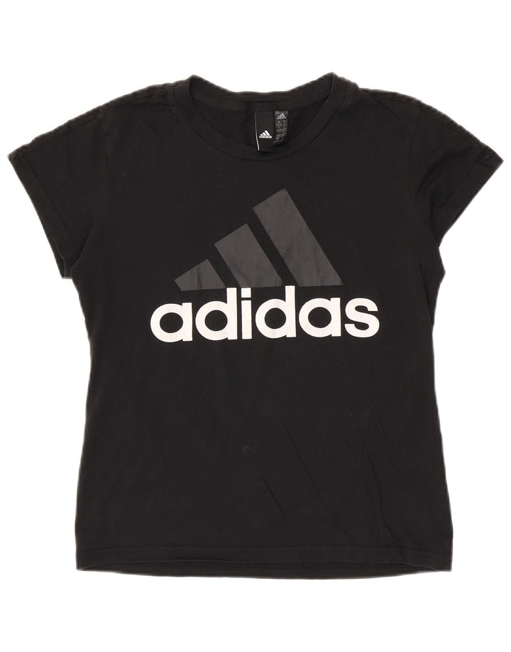 ADIDAS Womens Graphic T-Shirt Top UK 8/10 Small Black Cotton