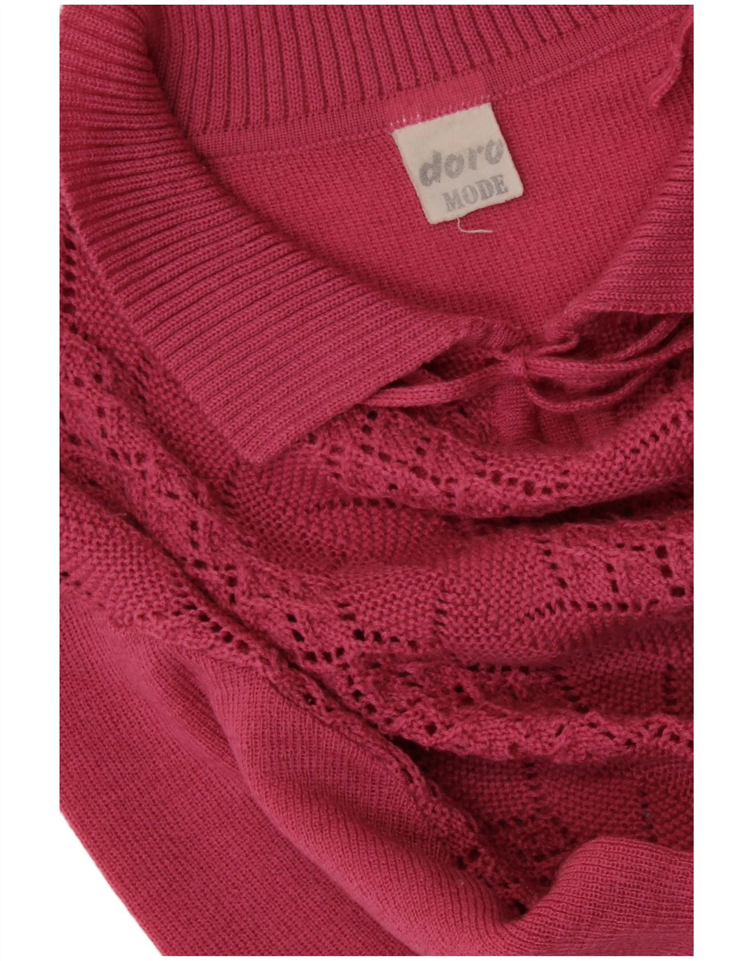 VINTAGE Womens Crop Polo Neck Jumper Sweater UK 16 Large Pink