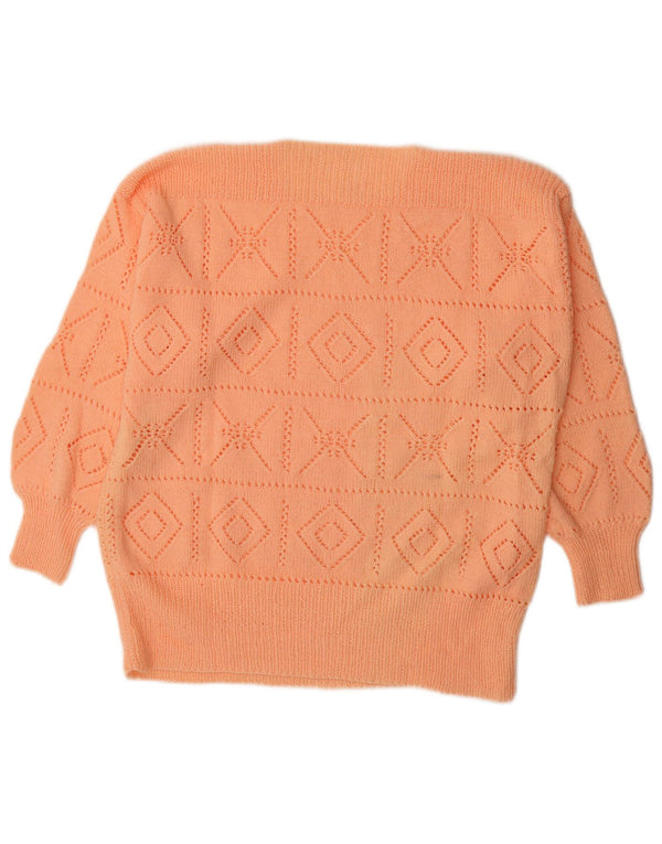 Vintage Womens Boat Neck Jumper Sweater UK 16 Large Orange
