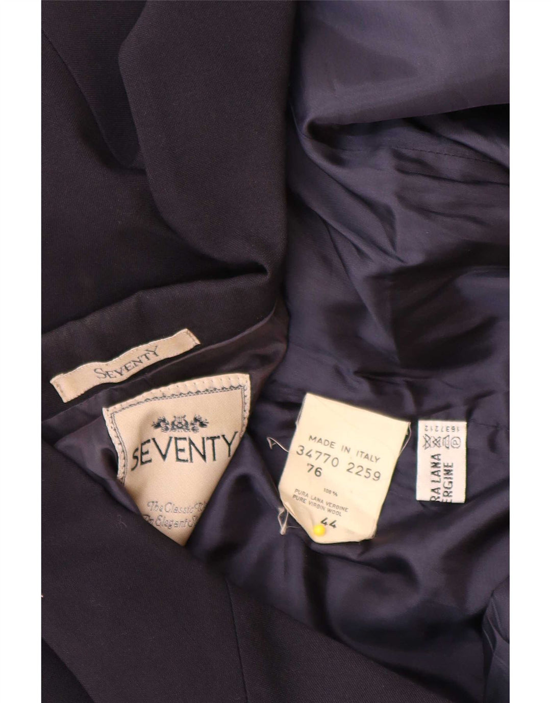 Seventy Womens 2 Button Blazer Jacket IT 44 Medium Navy Blue Virgin Wool