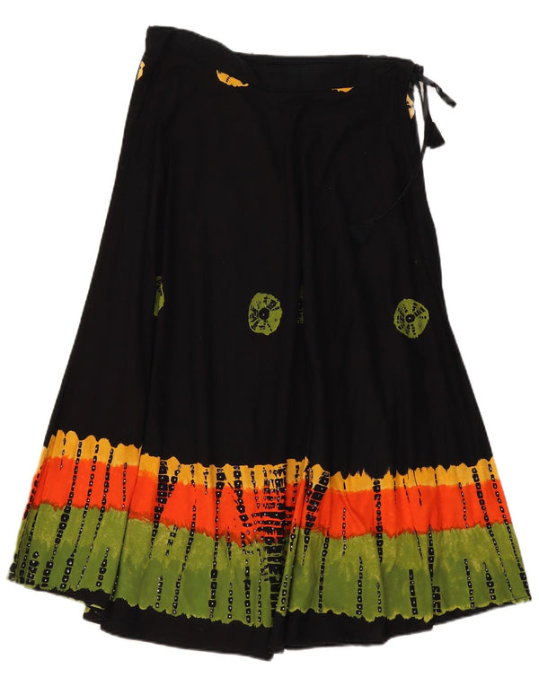 Vintage Womens High Waist A-Line Skirt One Size W32 Black Tie Dye Cotton