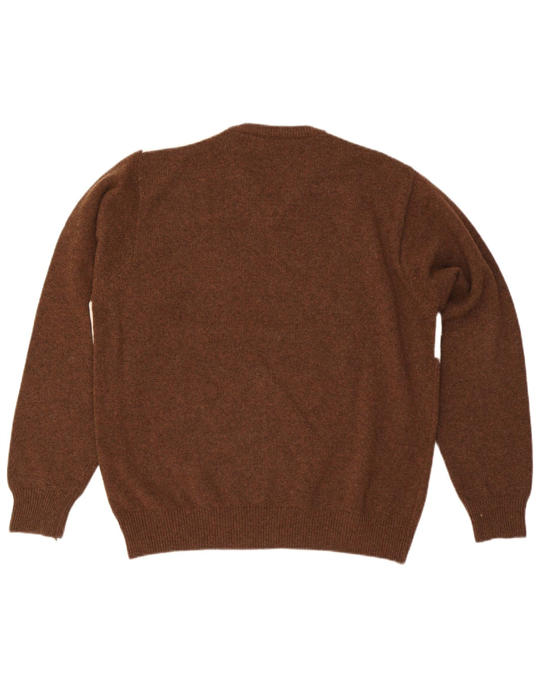 Vintage Mens V-Neck Jumper Sweater Large Brown Argyle/Diamond