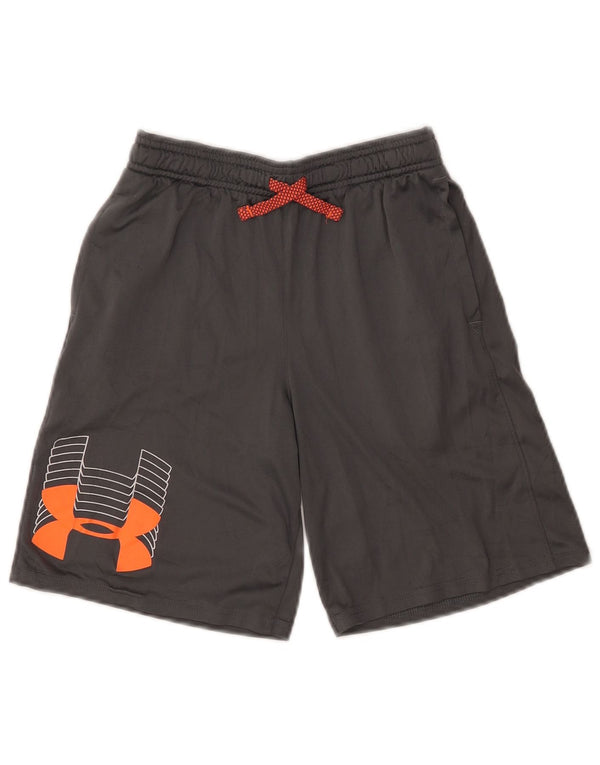 UNDER ARMOUR Boys Heat Gear Graphic Sport Shorts 9-10 Years Medium  Grey