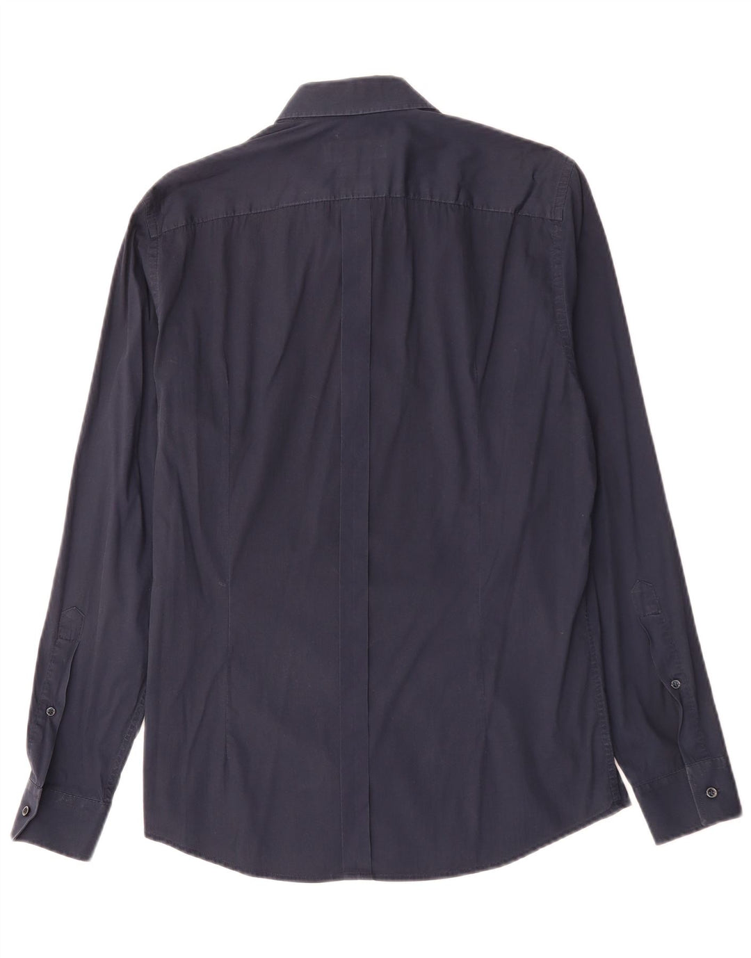 TRUSSARDI JEANS Mens Slim Fit Shirt Size 40 Medium Navy Blue Cotton