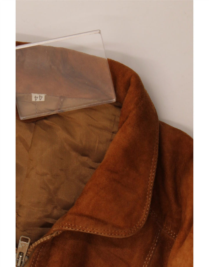 VINTAGE Mens Loose Fit Suede Jacket IT 44 XS Beige