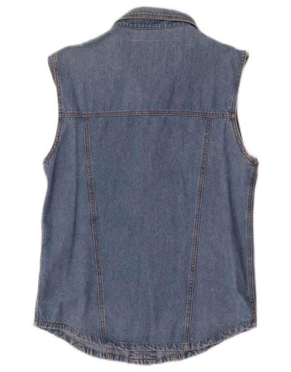 Vintage Mens Denim Gilet UK 38 Medium Blue Cotton