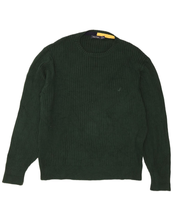 Nautica Mens Crew Neck Jumper Sweater 2XL Green Cotton