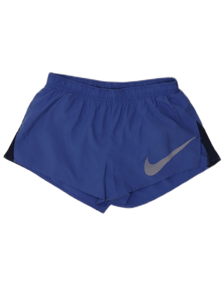 Nike Womens Sport Shorts UK 12 Medium Blue Polyester