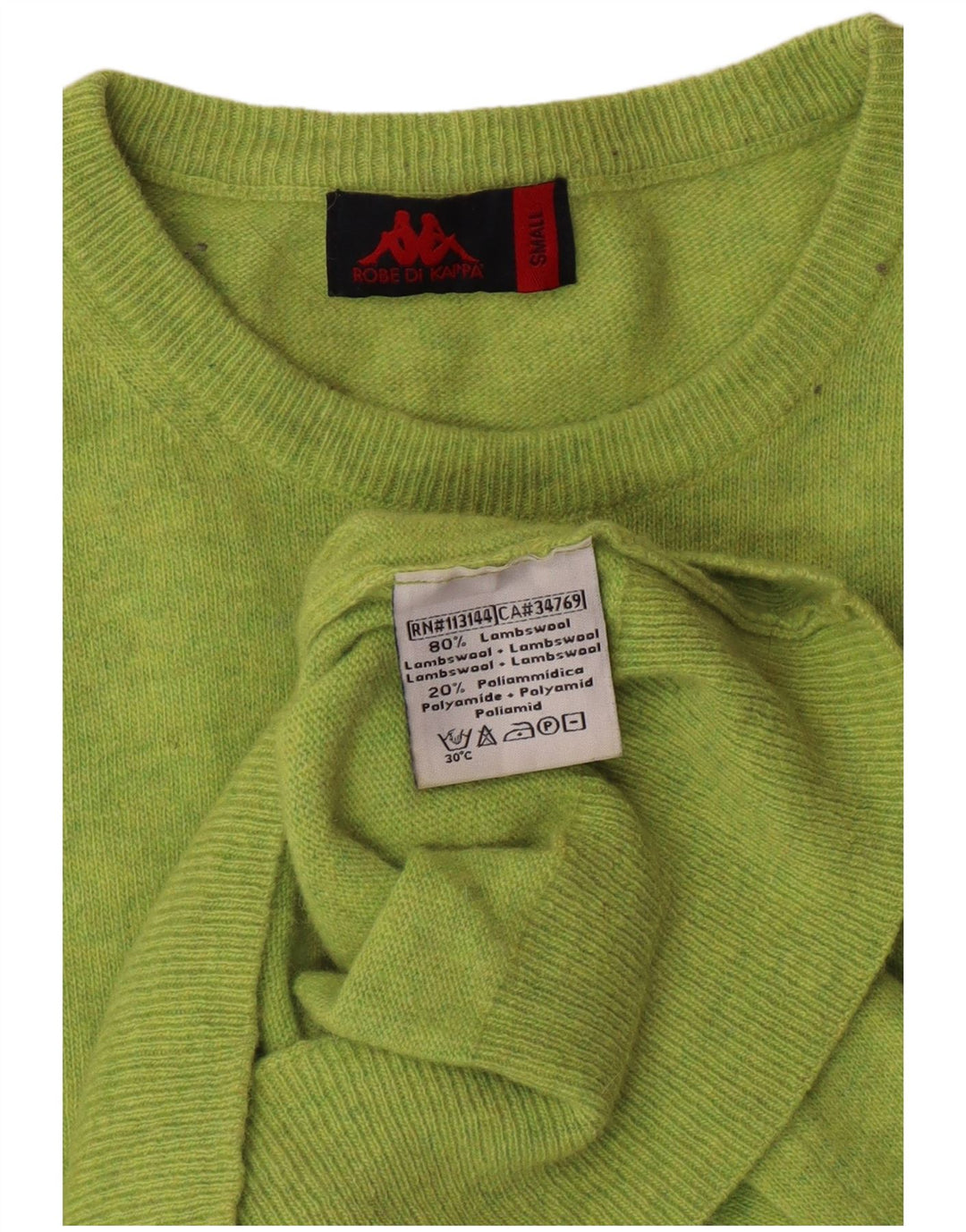 KAPPA Mens Crew Neck Jumper Sweater Small Green Lambswool