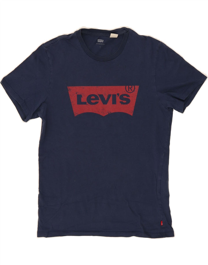 LEVI'S Mens Graphic T-Shirt Top Small Navy Blue Cotton Vintage Levi's and Second-Hand Levi's from Messina Hembry 