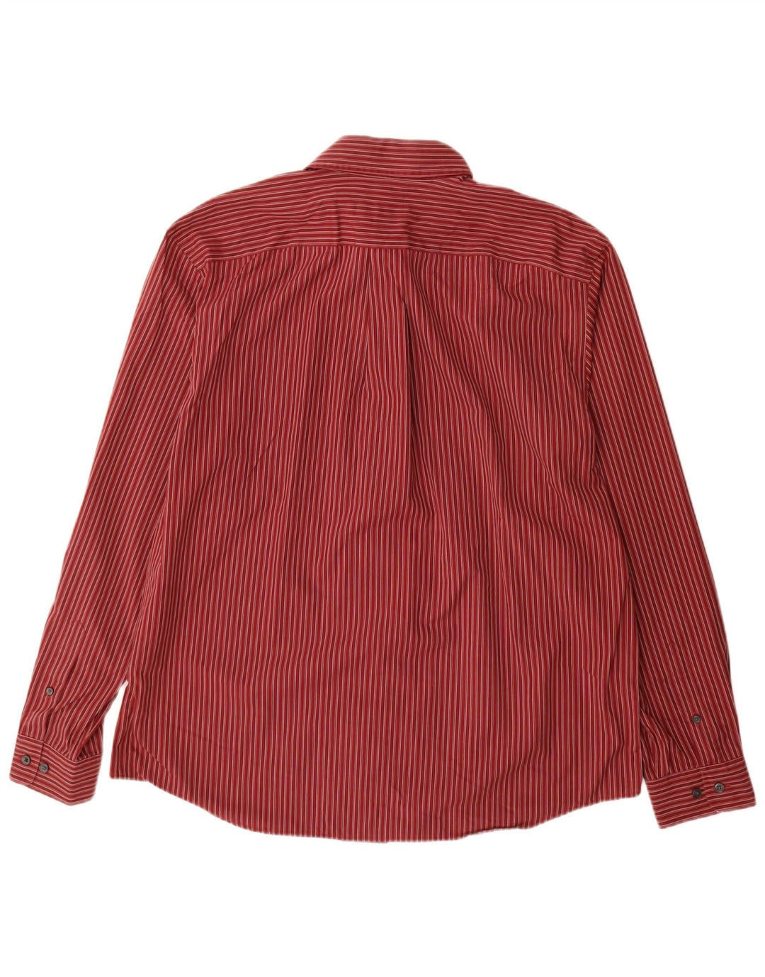 EDDIE BAUER Mens Shirt Large Red Pinstripe Cotton