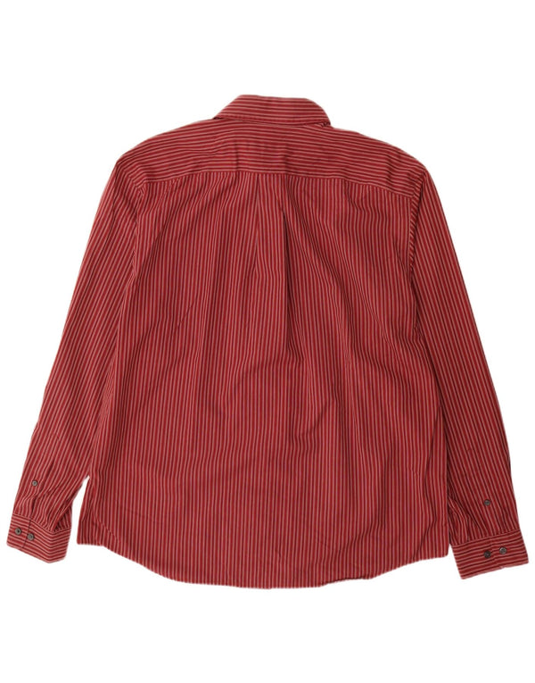 EDDIE BAUER Mens Shirt Large Red Pinstripe Cotton