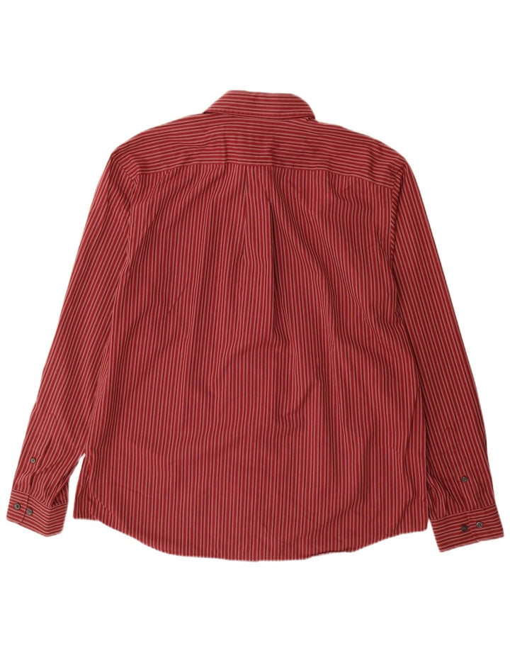 EDDIE BAUER Mens Shirt Large Red Pinstripe Cotton
