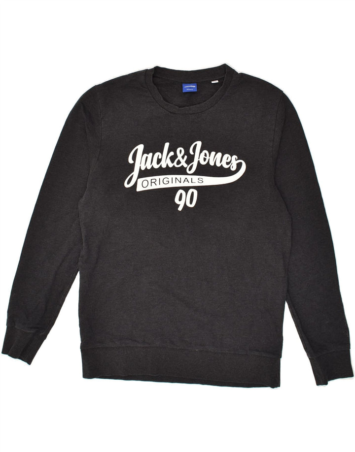JACK & JONES Mens Graphic Sweatshirt Jumper Large Grey Cotton Vintage Jack & Jones and Second-Hand Jack & Jones from Messina Hembry 