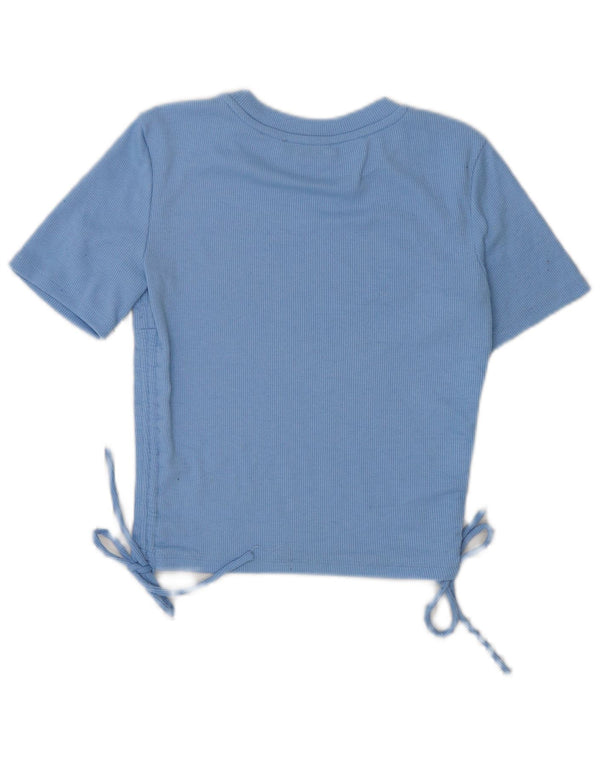 Zara Womens Crop T-Shirt Top UK 10 Small Blue