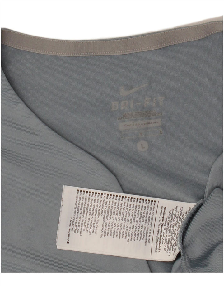 NIKE Womens Dri Fit T-Shirt Top UK 14 Large Blue Polyester