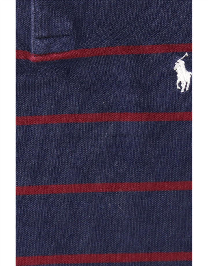 POLO RALPH LAUREN Mens Custom Slim Fit Polo Shirt Medium Navy Blue Striped