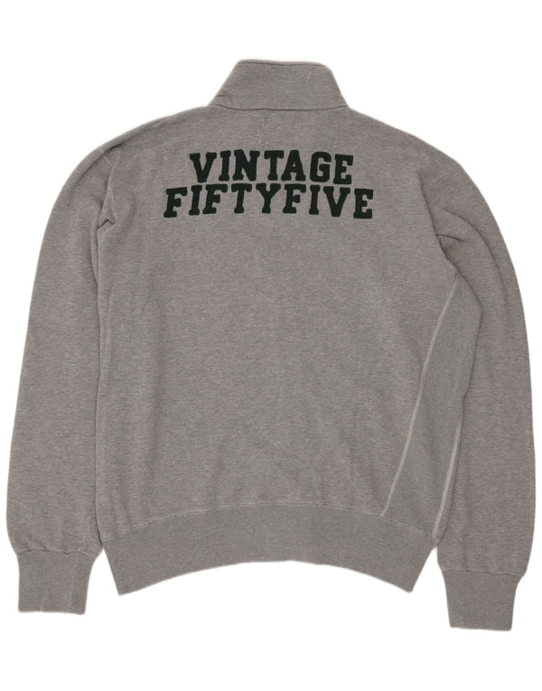 VINTAGE Mens Graphic Tracksuit Top Jacket XL Grey Cotton