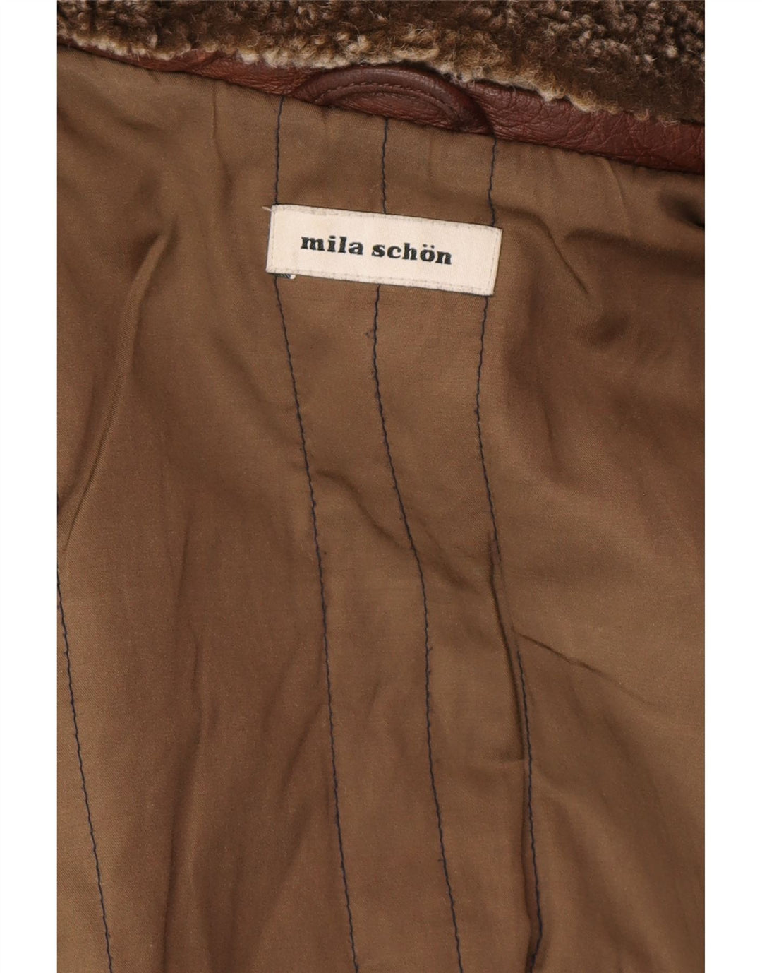 MILA SCHON Mens Leather Jacket IT 48 Medium Brown Leather