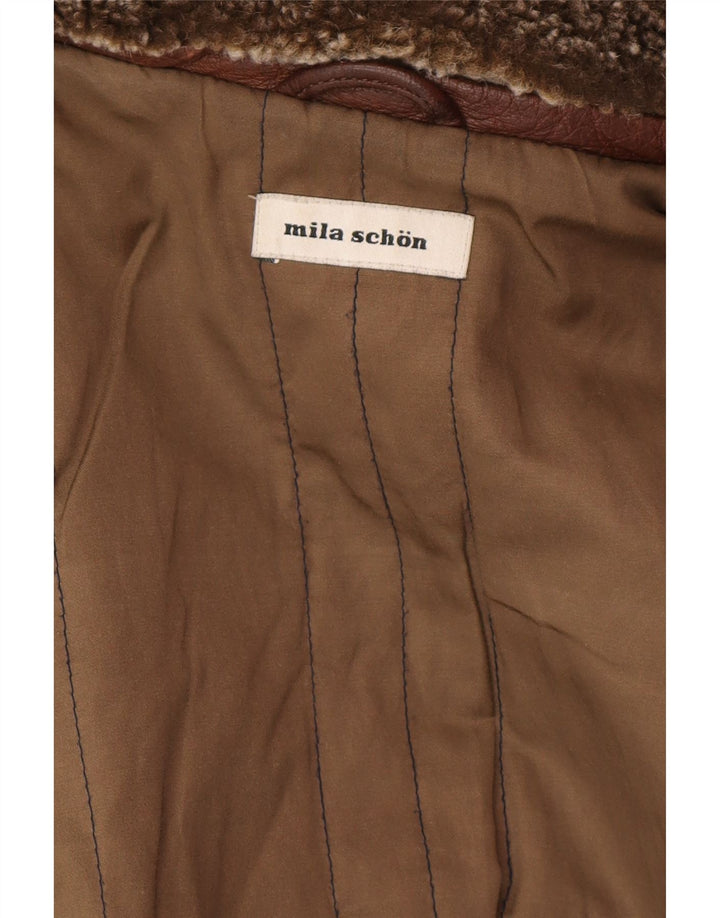 MILA SCHON Mens Leather Jacket IT 48 Medium Brown Leather
