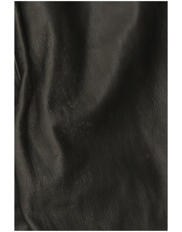 VINTAGE Womens Sleeveless Leather Jumpsuit UK 12 Medium  Black Leather