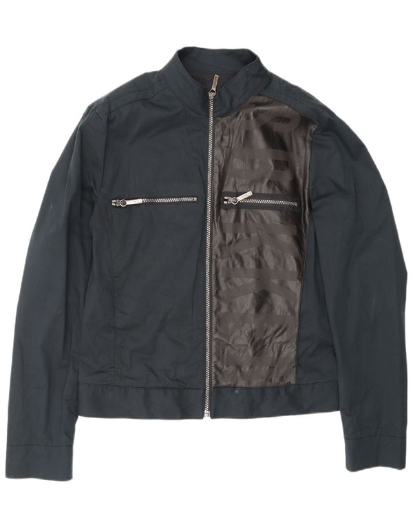 Bikkembergs Mens Graphic Bomber Jacket IT 48 Medium Navy Blue Colourblock