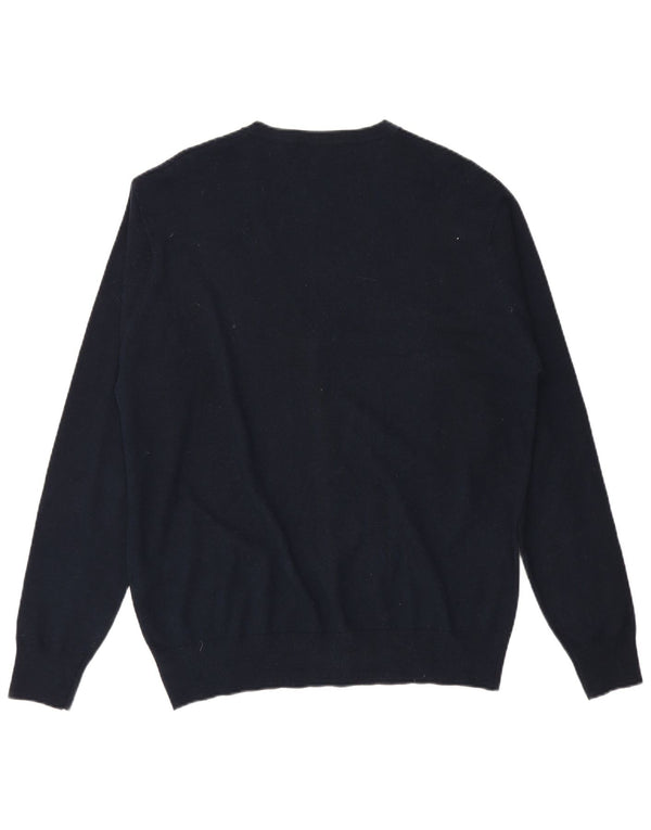 Trussardi Mens Cardigan Sweater IT 54 XL Navy Blue Wool
