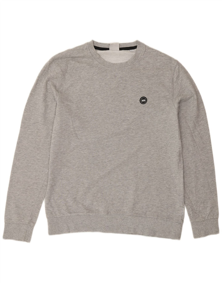 Jack & Jones Mens Sweatshirt Jumper Large Grey Flecked Cotton
