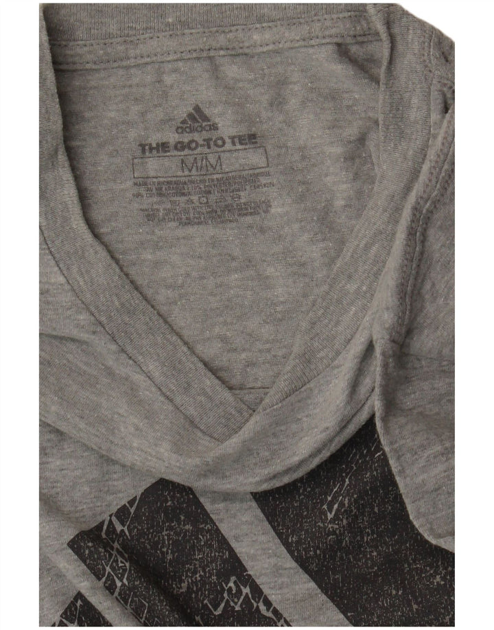 ADIDAS Mens Graphic T-Shirt Top Medium Grey Cotton