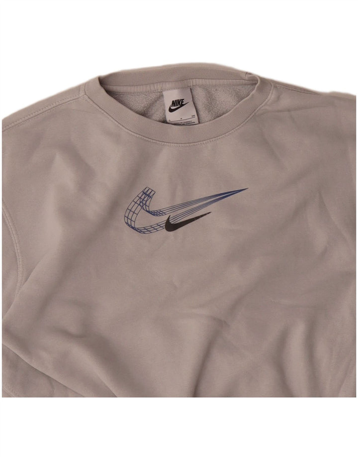 NIKE Womens Sweatshirt Jumper UK 8 Small Grey Cotton