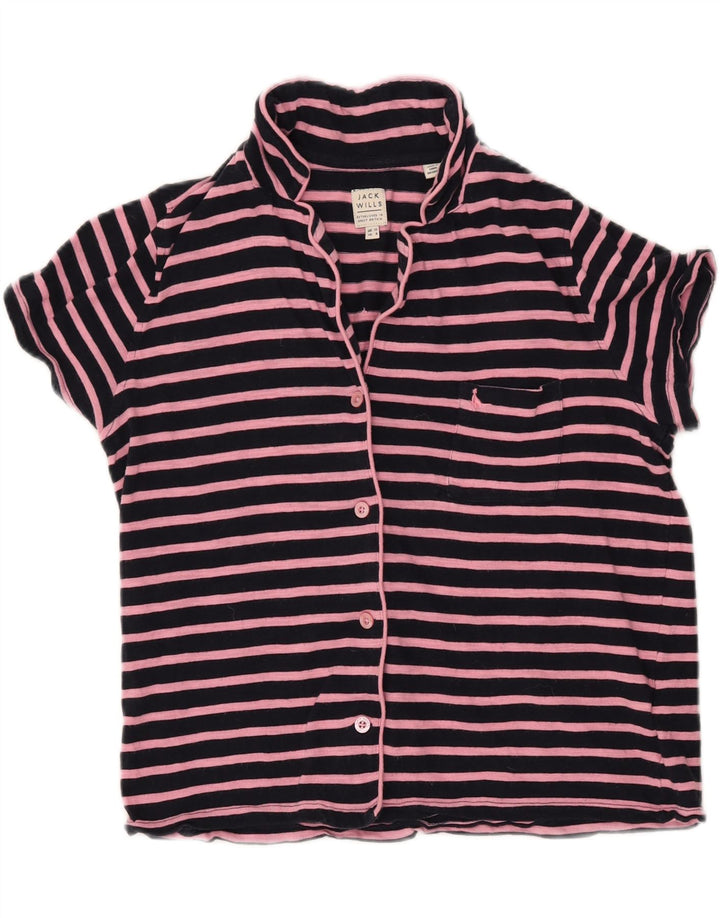 JACK WILLS Womens Shirt Blouse UK 12 Medium  Navy Blue Striped