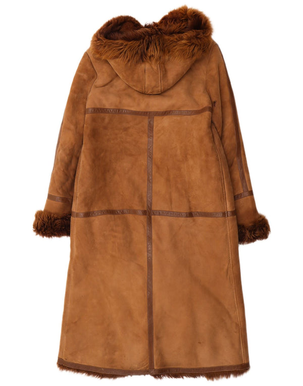 Vintage Womens Shearling Coat UK 14 Medium Brown