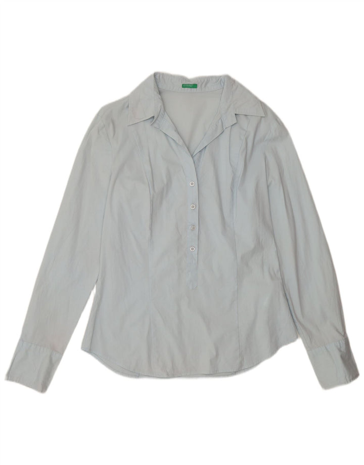 Benetton Womens Pullover Shirt UK 14 Large Blue Cotton