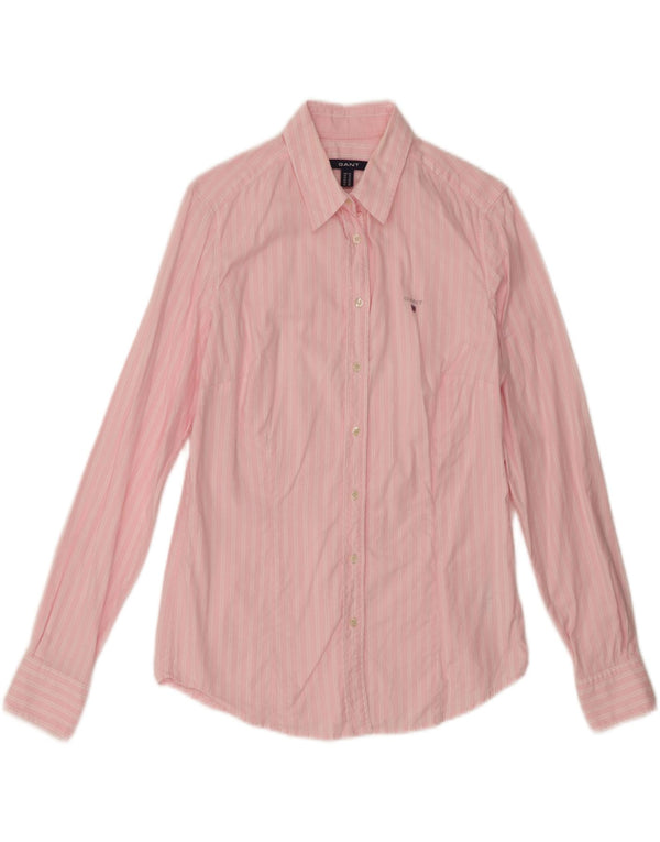 Gant Womens Shirt UK 14 Large Pink Striped Cotton