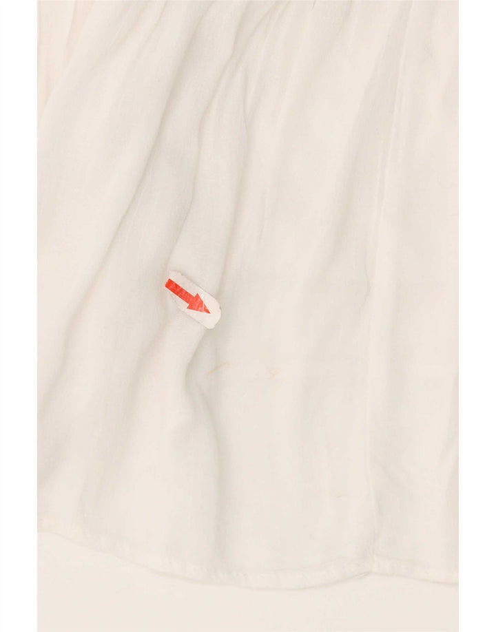 Zara Womens Front Tie Batwing Blouse Top UK 12 Medium White Cotton