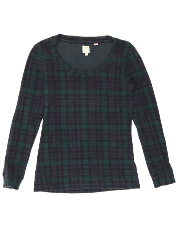 Jack Wills Womens Top Long Sleeve UK 12 Medium Green Check Cotton