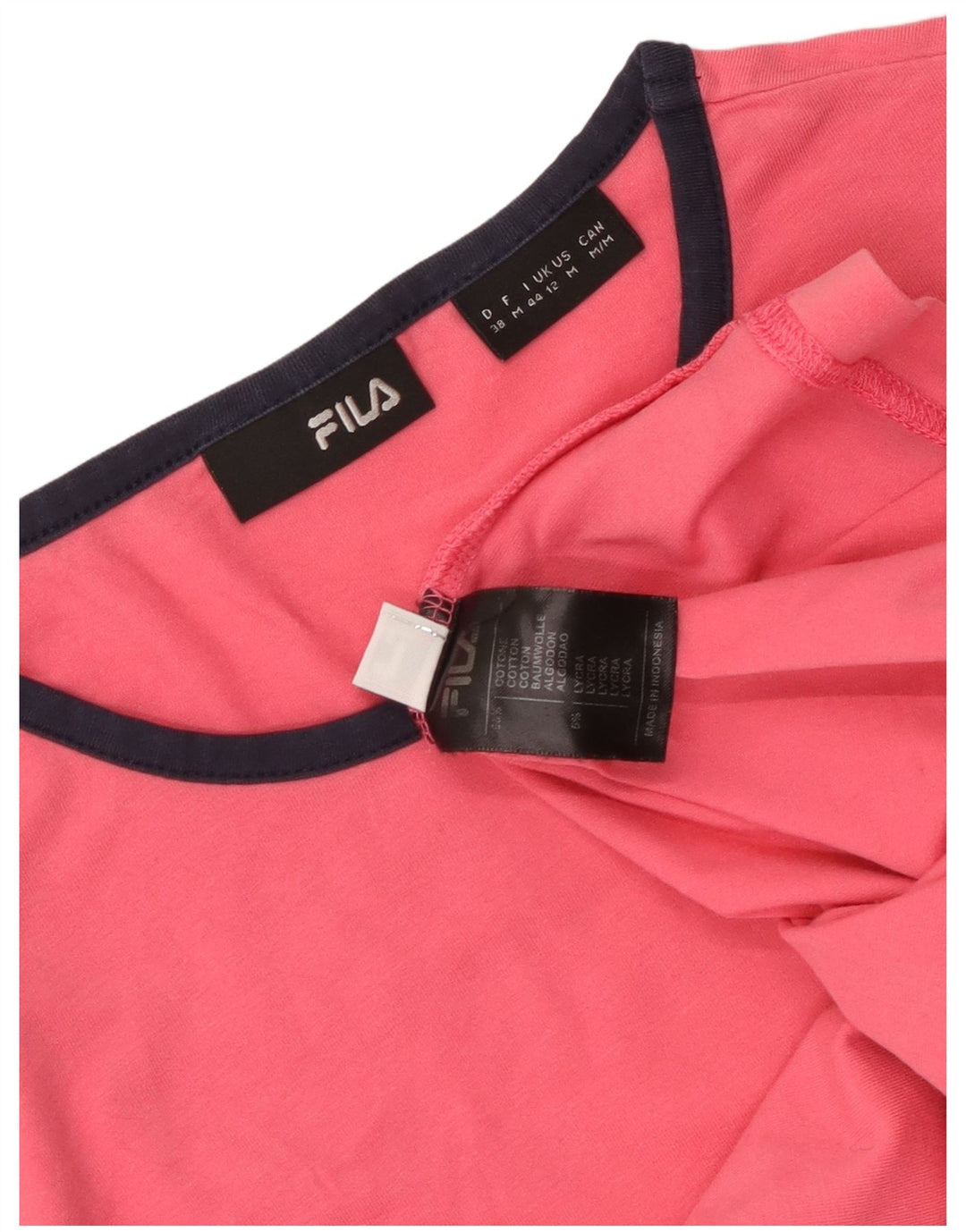 FILA Womens T-Shirt Top UK 12 Medium Pink Cotton