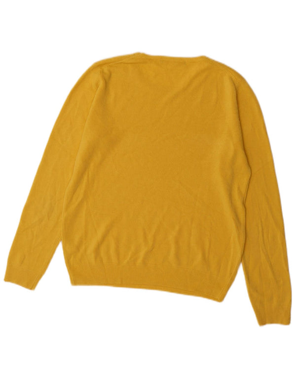 Marks & Spencer Womens Boat Neck Jumper Sweater UK 10 Small Yellow Acrylic
