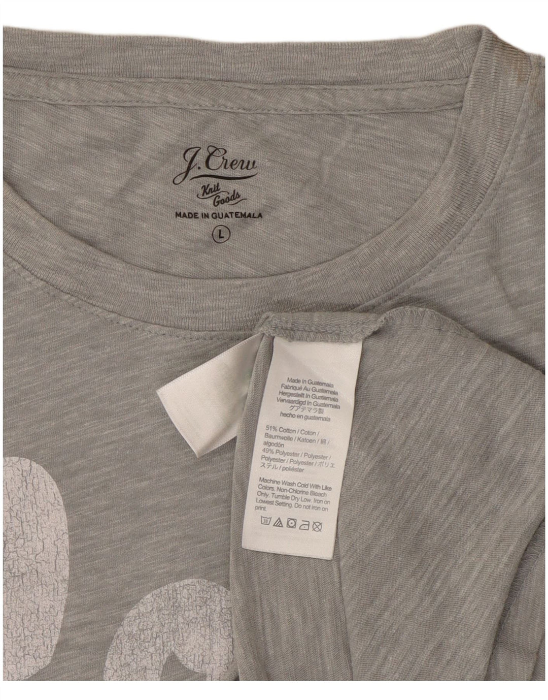 J. CREW Womens Graphic T-Shirt Top UK 16 Large Grey Cotton