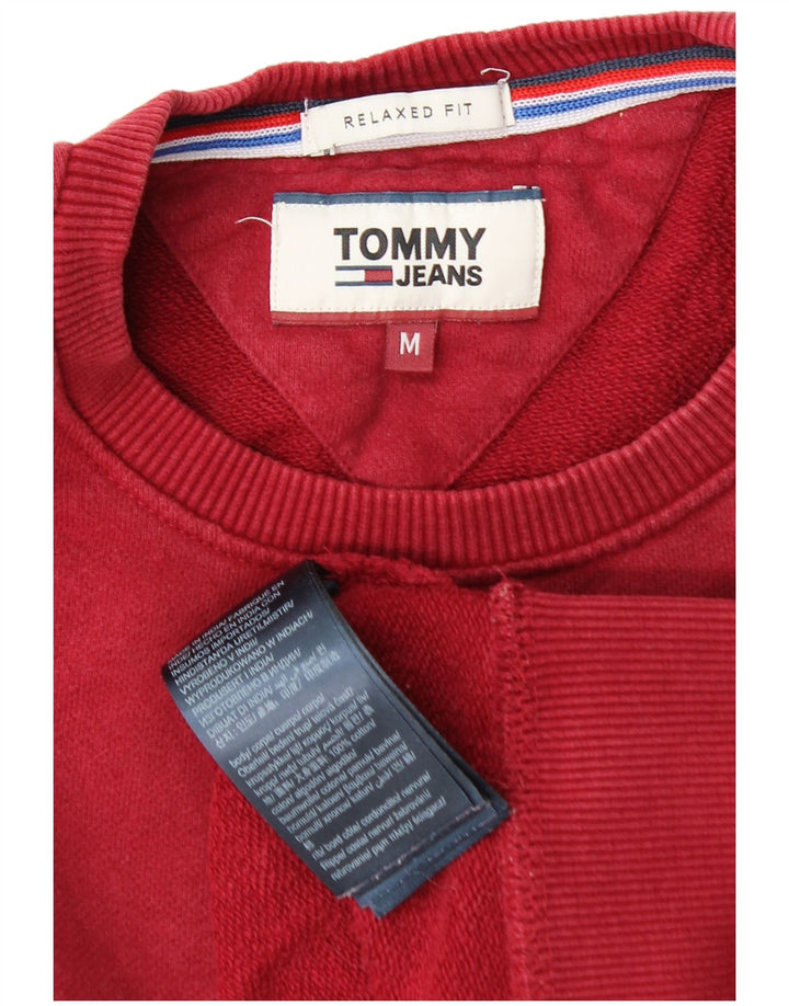 TOMMY HILFIGER Mens Relaxed Fit Sweatshirt Jumper Medium Red Cotton