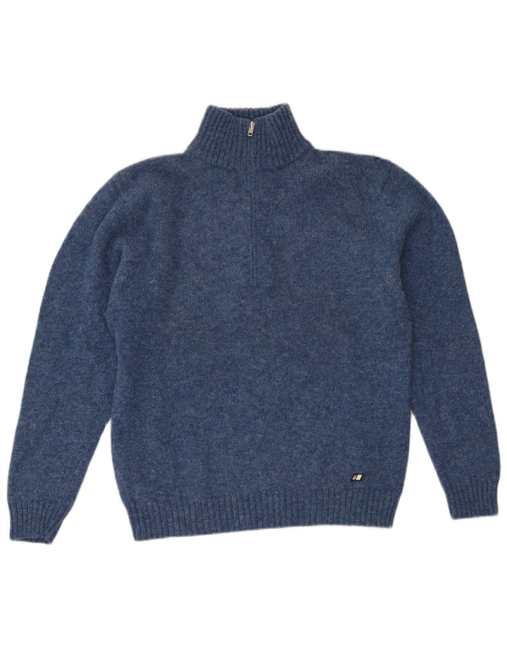 Asics Mens Zip Neck Jumper Sweater Medium Navy Blue New Wool