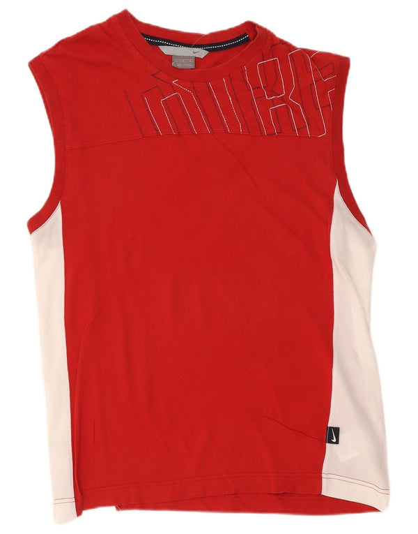 Nike Mens Graphic Vest Top Large Red Colourblock Cotton