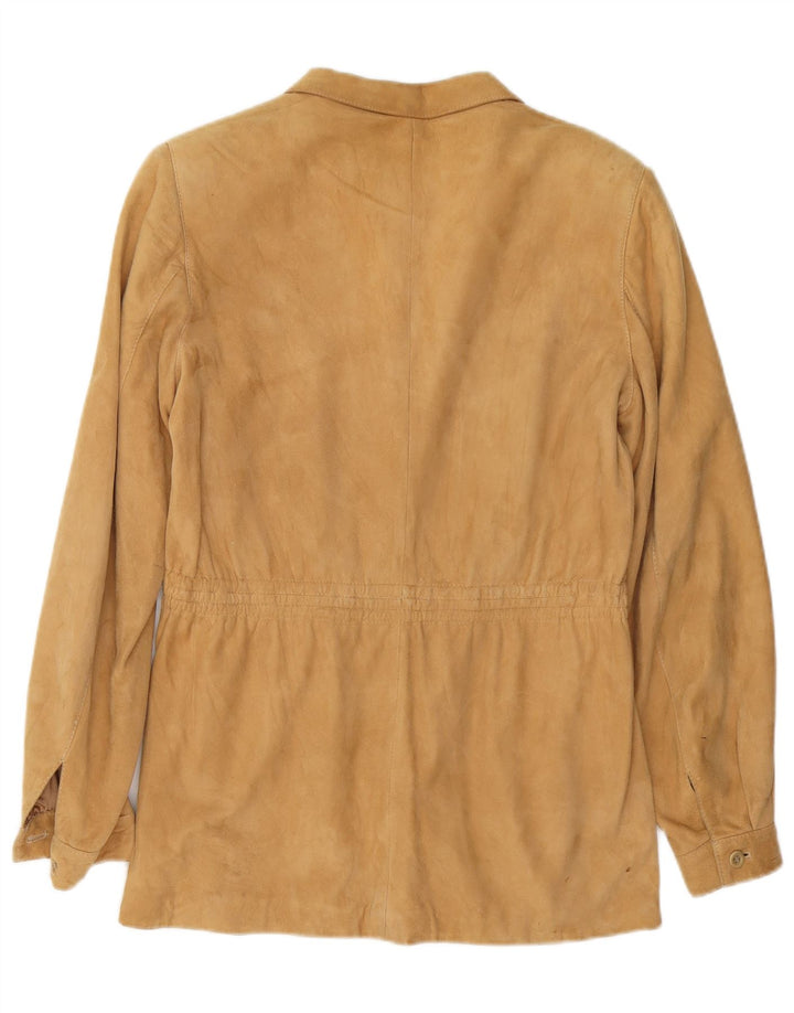 Vintage Womens Suede Jacket IT 46 Large Beige Leather