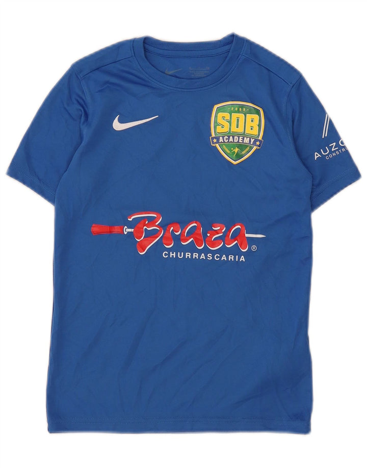 Nike Boys Dri Fit Graphic T-Shirt Top 8-9 Years Small Blue Polyester