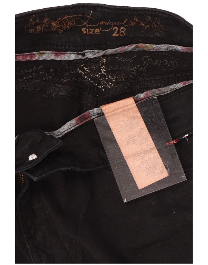 DESIGUAL Womens Straight Casual Trousers W28 L26 Black Cotton