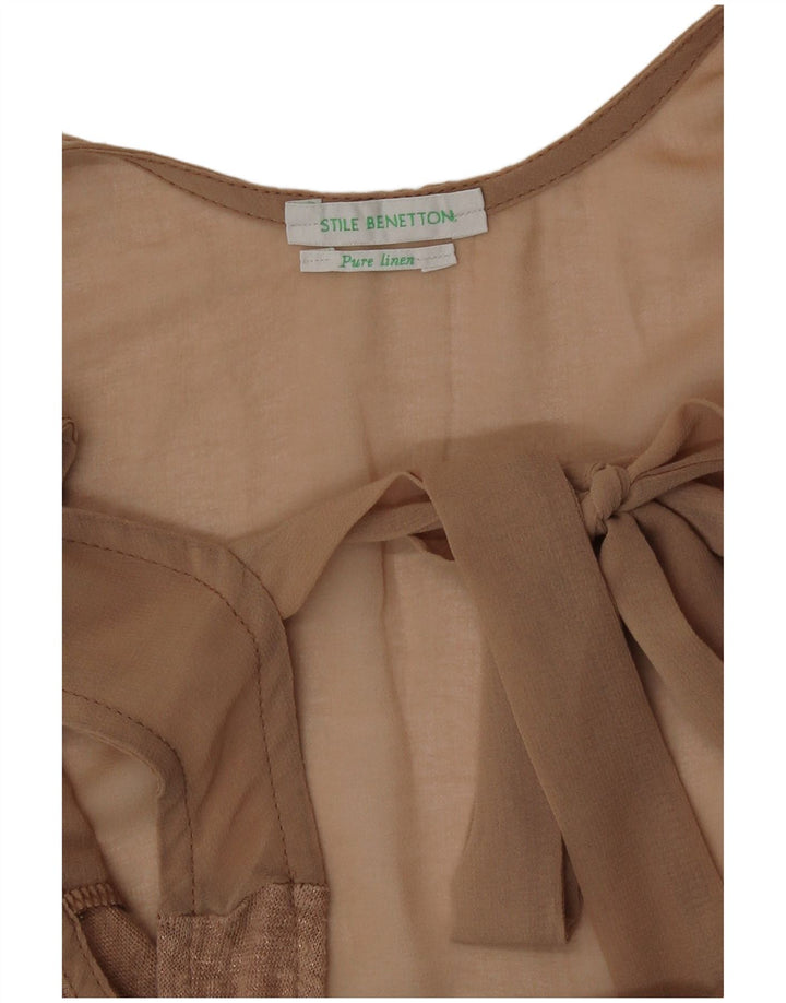 Benetton Womens Vest Top UK 12 Medium Beige Linen