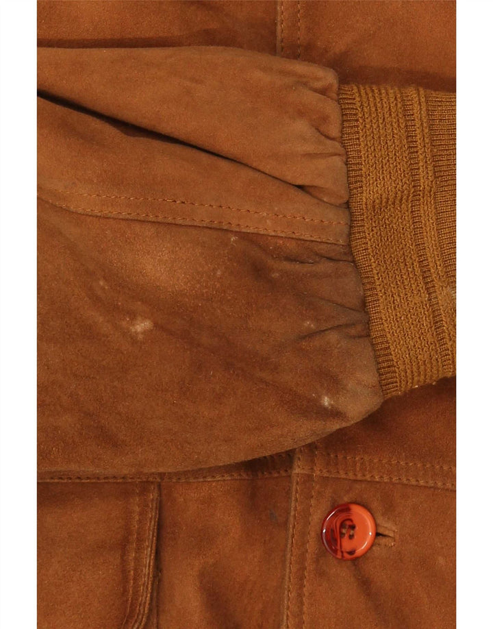 Vintage Mens Suede Bomber Jacket IT 56 3XL Brown Leather