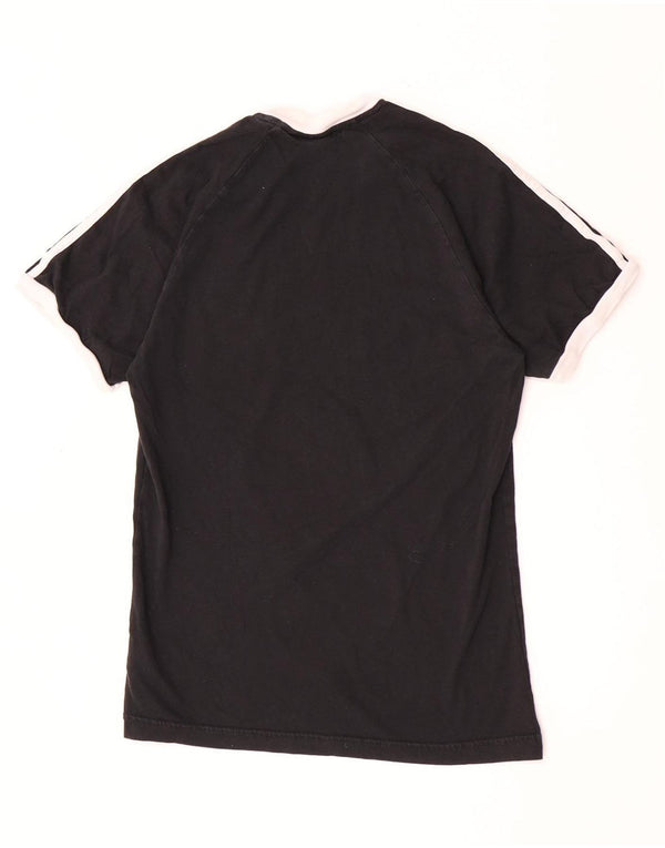 Adidas Womens T-Shirt Top UK 10 Small Black Colourblock Cotton